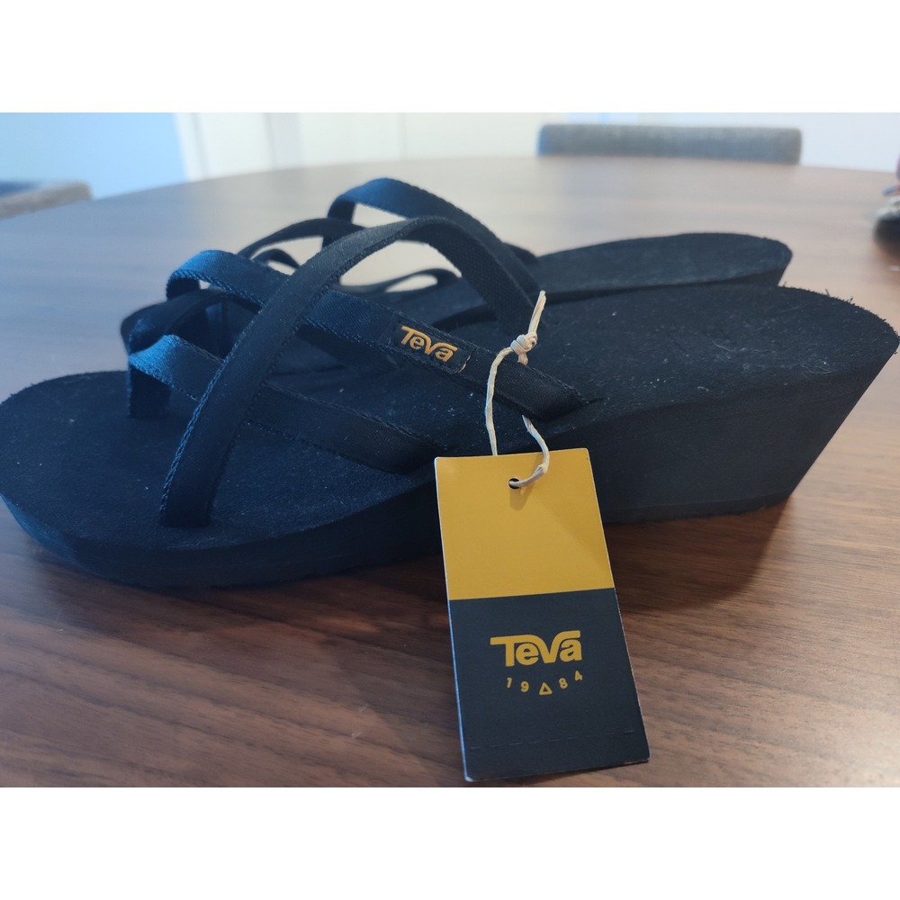 Teva Mush Mandalyn Wedge Ola 2 Black Strappy Sandals 1000099-W Womens 11